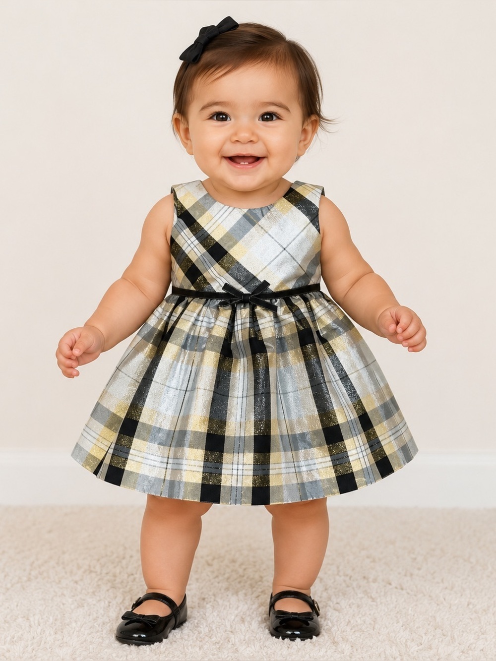 Bonnie baby plaid glittery girls dress 12m